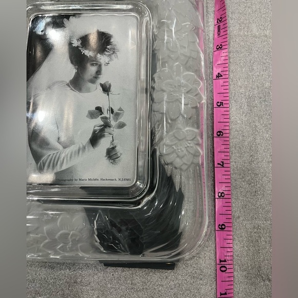 Crystal Clear Studio Glass Picture Frame 4x6 Japan VTG Clear Frosted Photo - Picture 6 of 6